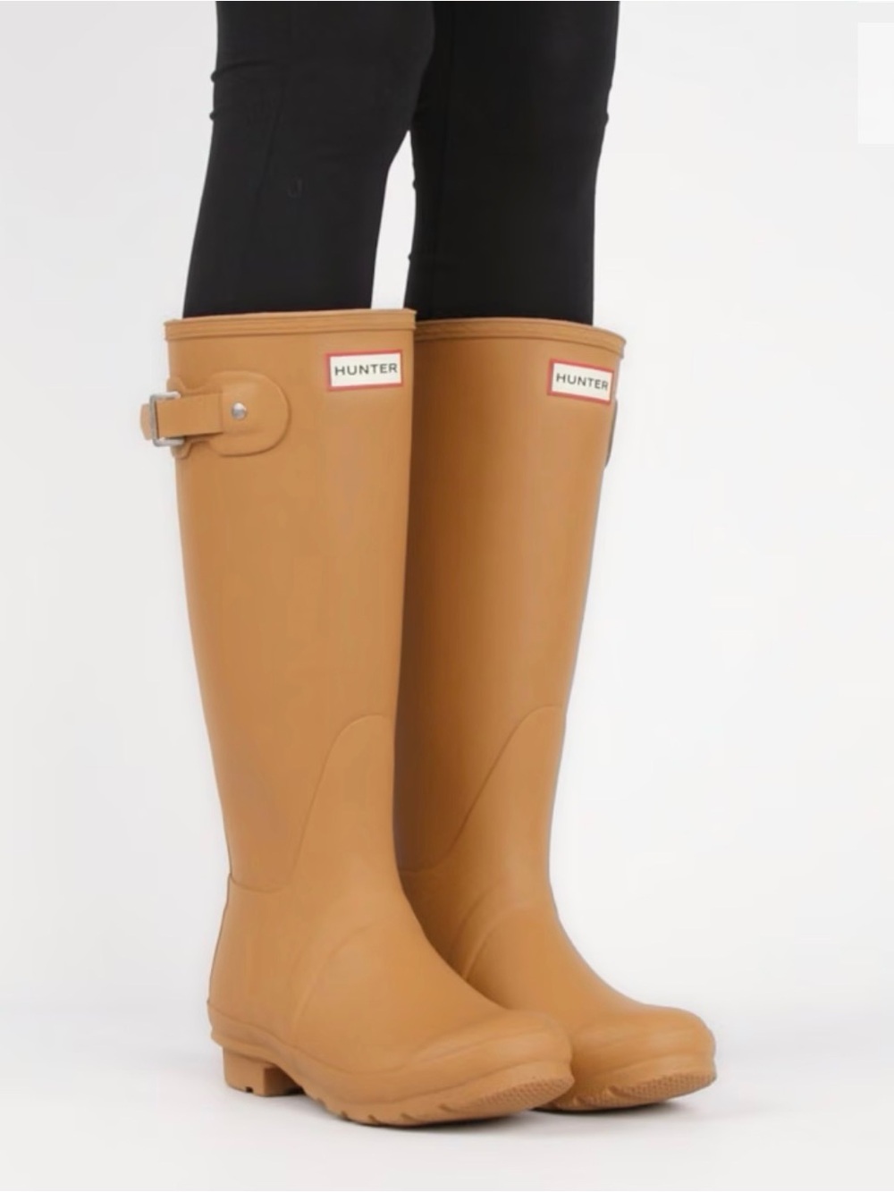 HUNTER Original Tall Wellies Sulphur Tan Rain Boots US 9 Waterproof
